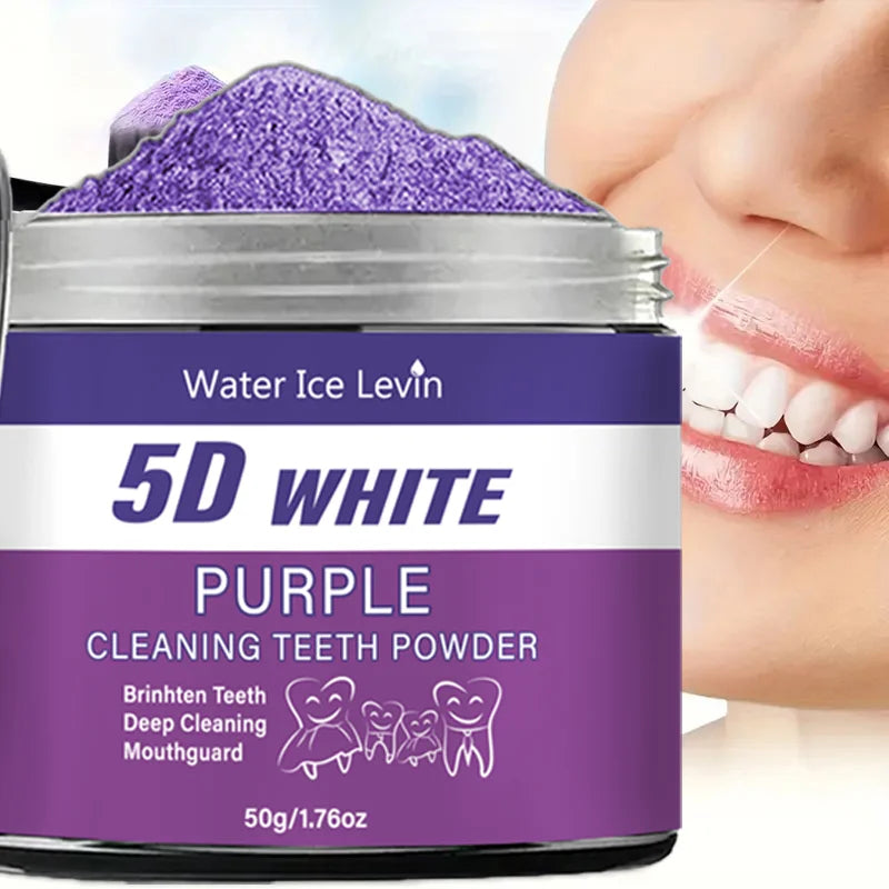 5D White Purple Cleaning Teeth Powder: All-Round Protection, Brightens Teeth, Deep Cleans, Moisturizes & Freshens Breath