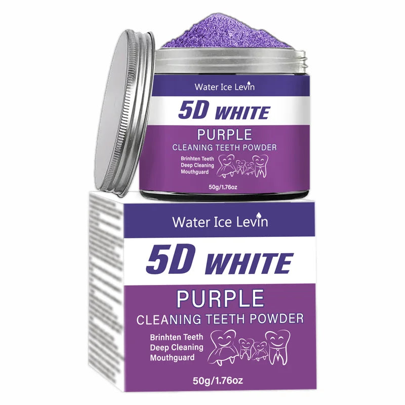 5D White Purple Cleaning Teeth Powder: All-Round Protection, Brightens Teeth, Deep Cleans, Moisturizes & Freshens Breath